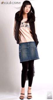 Model Zhang Di "Jeans-Kurzrock spielt elegant" [Ligui LiGui] Foto von schönen Beinen und Jadefüßen